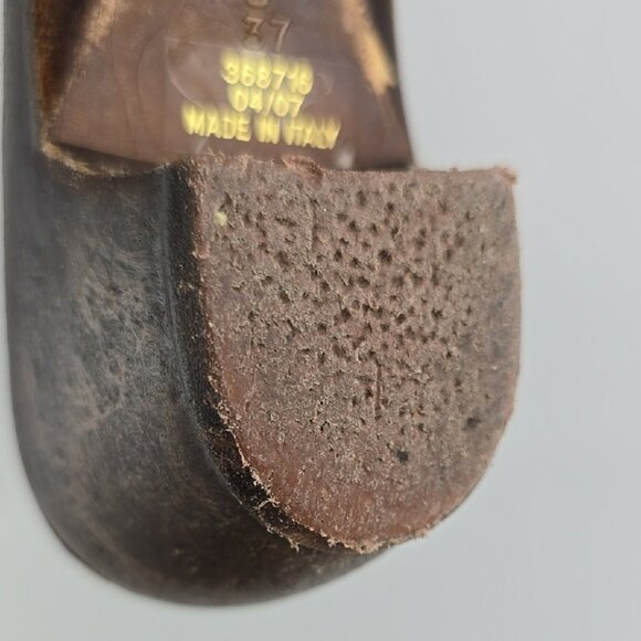 Faith Women's Gold Denim Slip On Upper Buckle Strap Mule Sandal Sole Size 6 - Picture 12 of 16